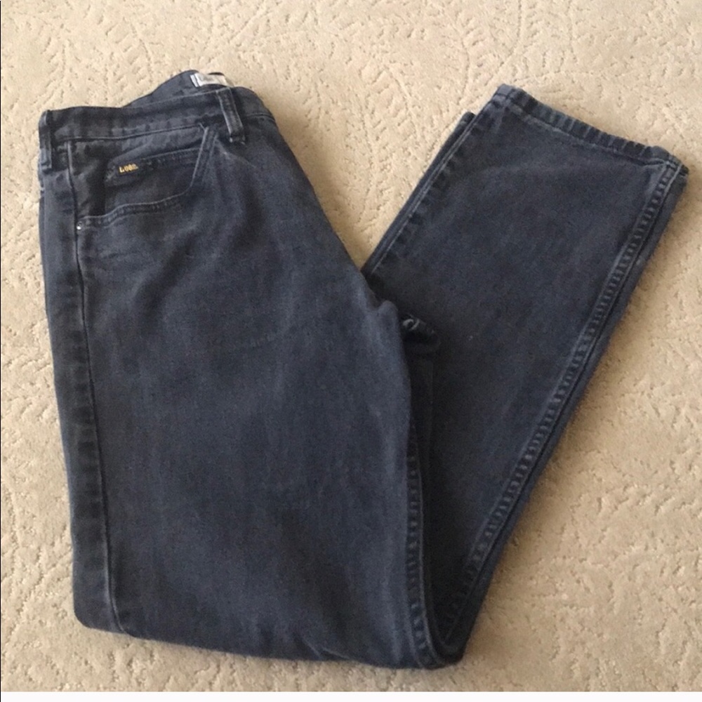 High Waisted Black Straight Leg Jeans by Lee